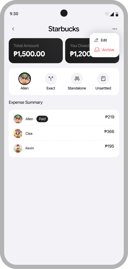 Edit or archive screen in the Zius mobile app